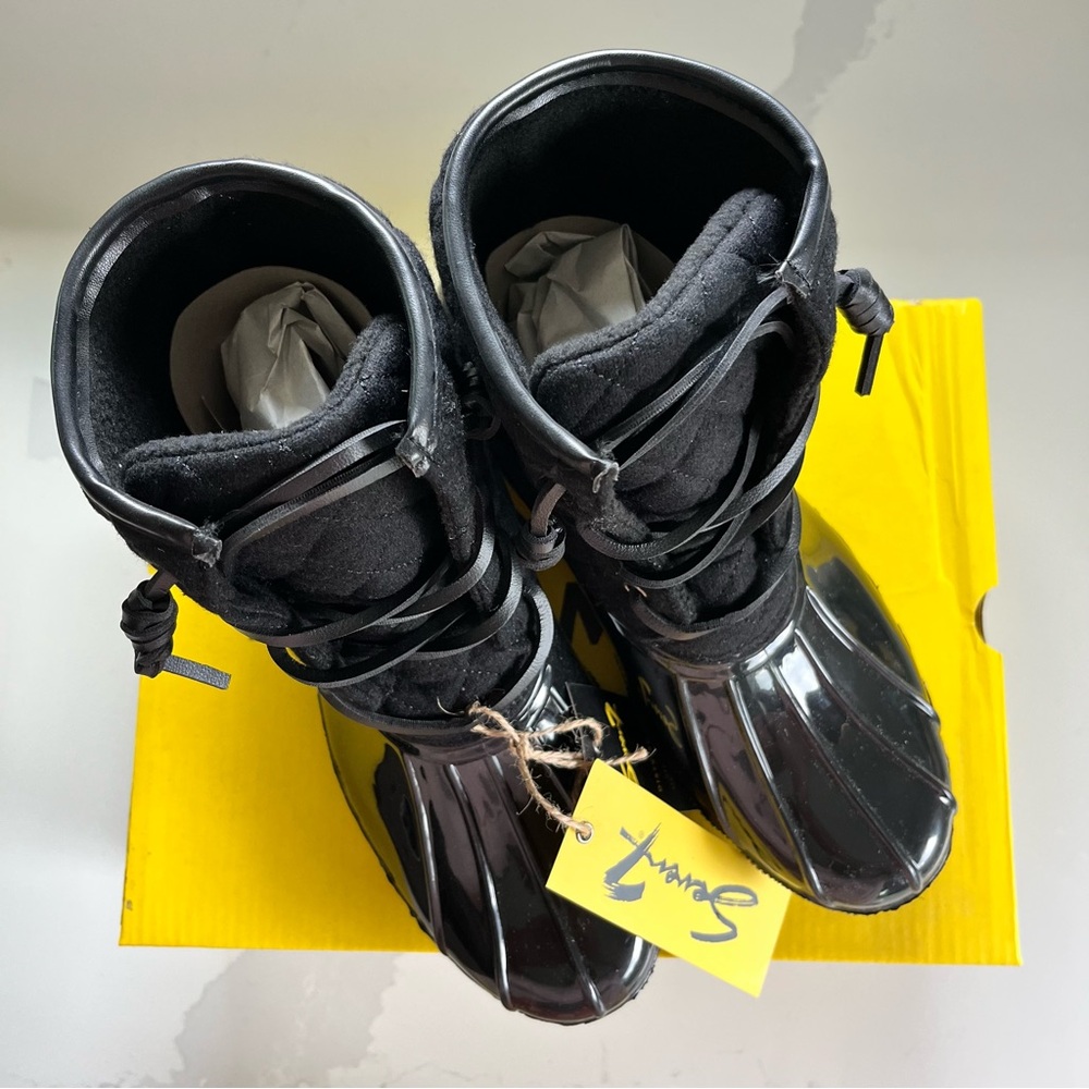 SEVEN7 Wool Goose Quilted Lace Up Women’s Sz 7 Black Boot Booties - Picture 9 of 13